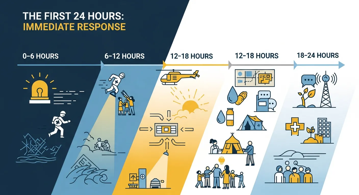 Crisis management team analyzing data and planning an immediate response strategy during the first critical hours of a social media crisis.