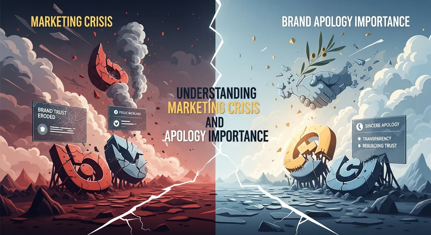 Illustration of a marketing crisis showing viral negative reactions, social media backlash, and brand reputation damage spreading online.