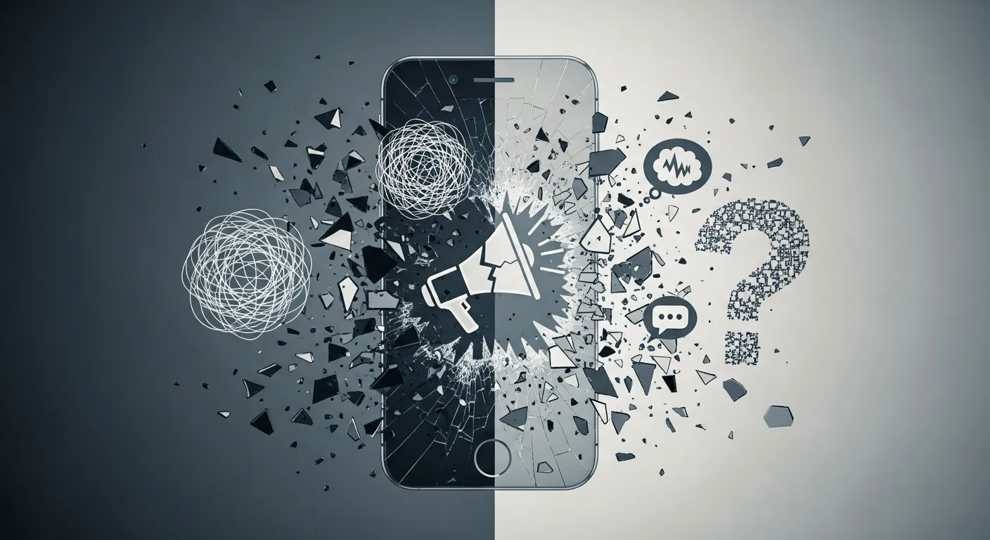 Illustration showing social media crisis caused by a mistake, highlighting online backlash, negative comments, and reputation damage.