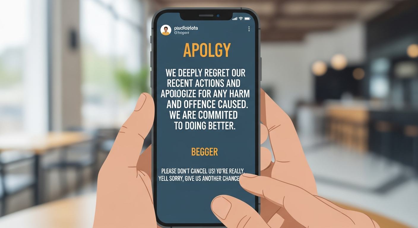 Social media crisis showing viral negative comments and brand backlash requiring a public apology to manage reputation damage.