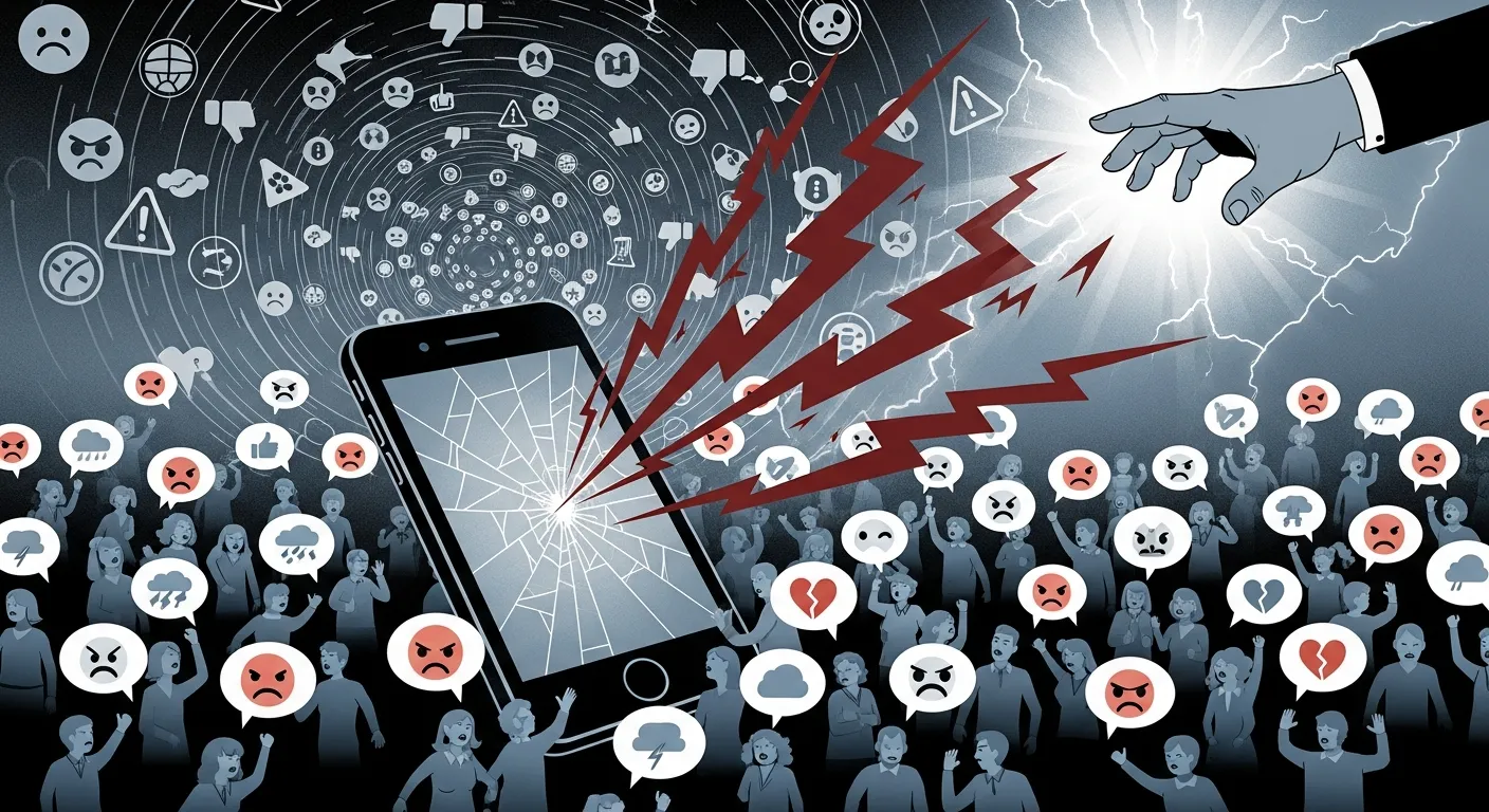A viral social media backlash with rapidly increasing negative comments and trending discussions highlighting the urgency of crisis management.